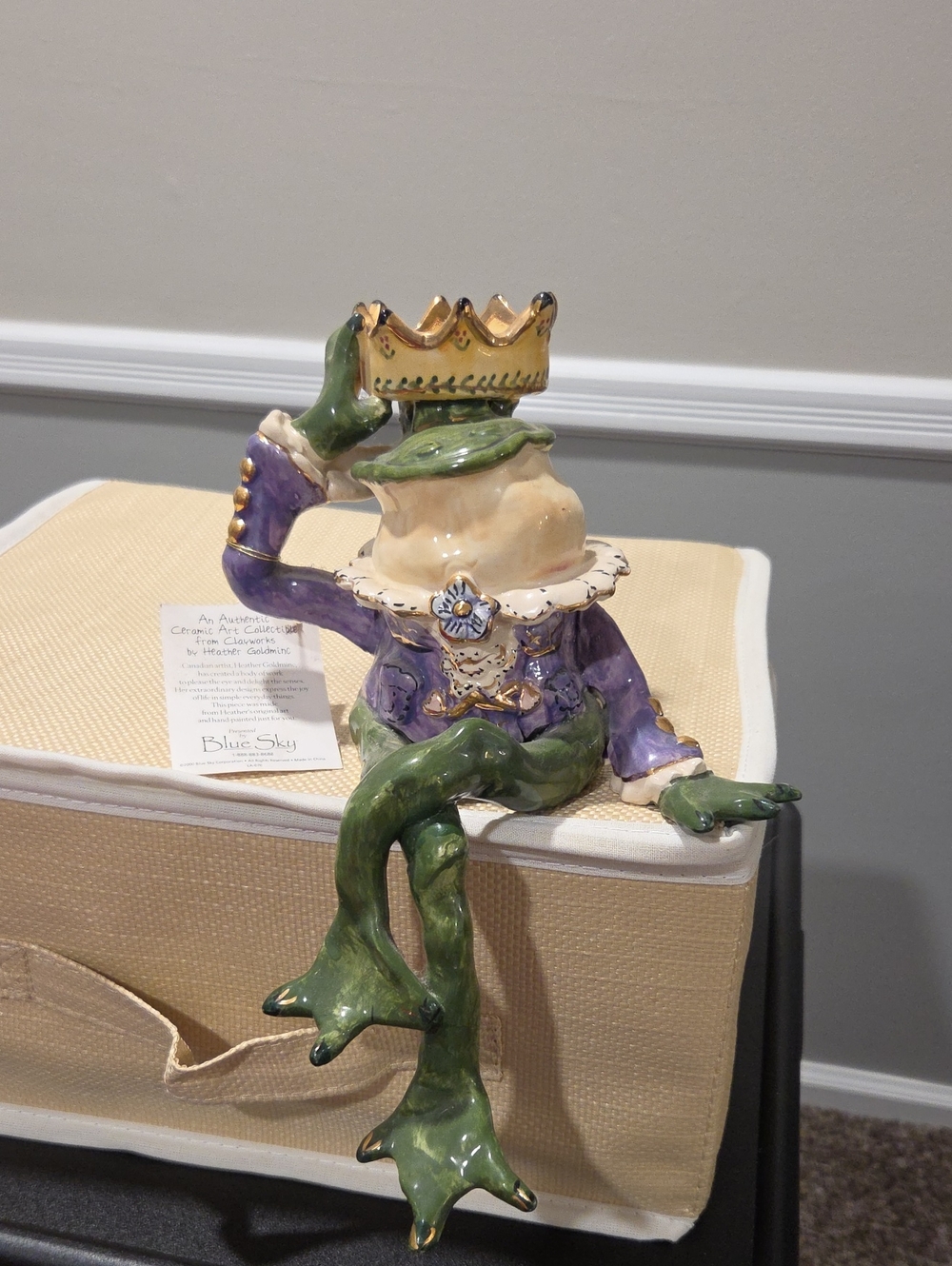 Blue Sky Regal Frog Figurine in Purple, Green and Gold